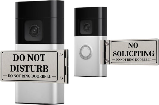 Doorbell side mount sign showing Do Not Disturb and No Soliciting faces