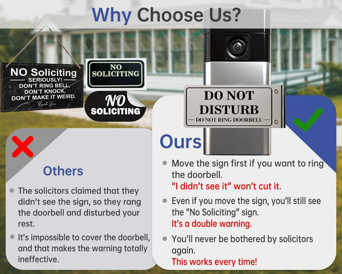 Doorbell side mount sign covering the button compared with wall signs that leave the button open