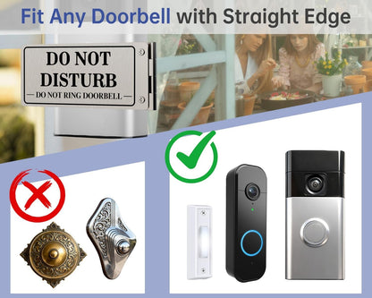 Doorbell side mount sign fitted to straight-edge doorbells, not to round decorative buttons