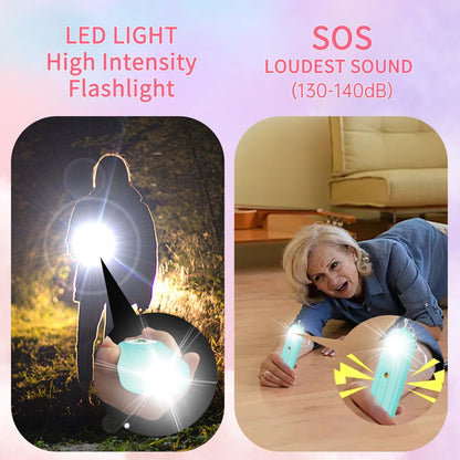 Personal emergency alarm keychain night flashlight and SOS scene